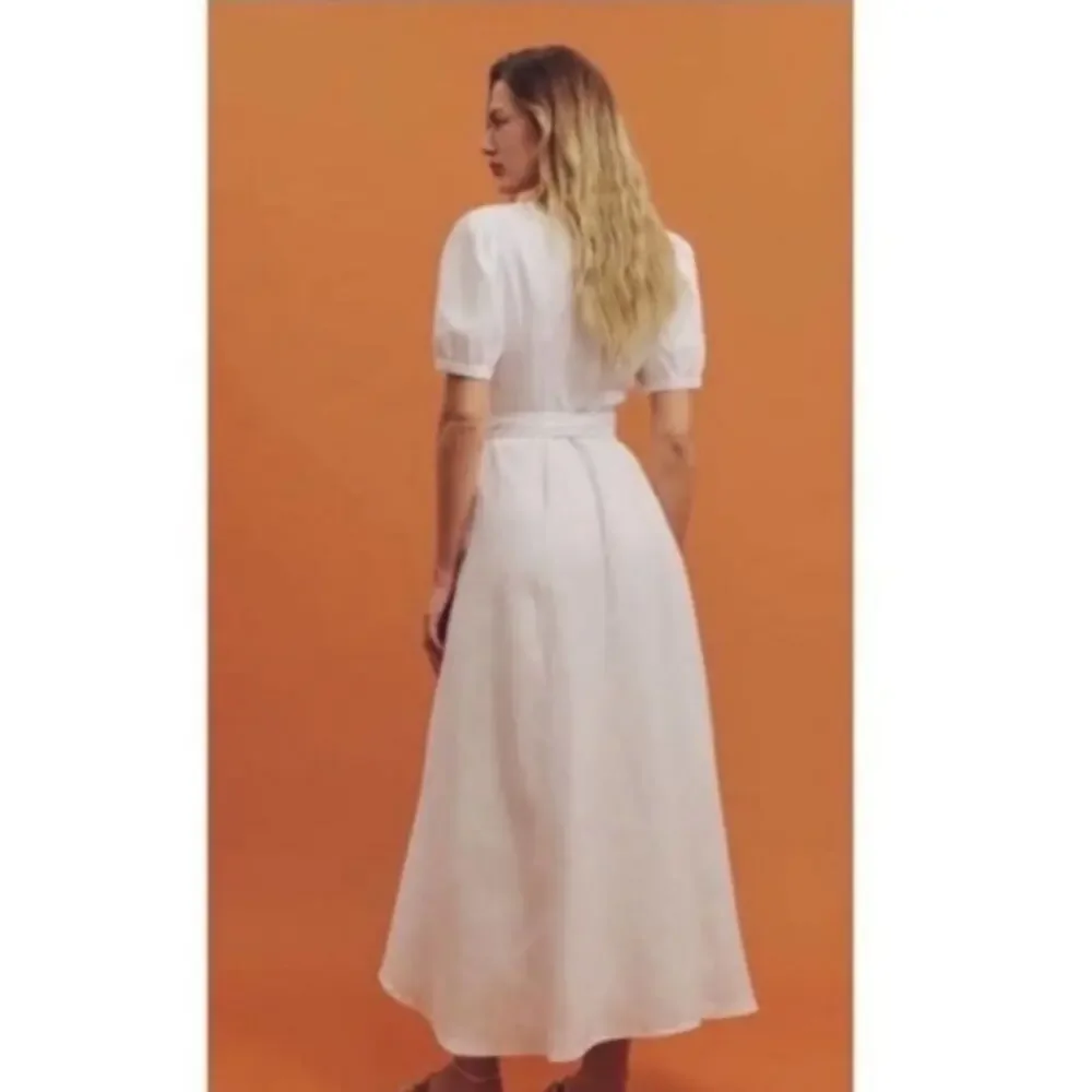 Reformation Weiss White Linen Wrap Dress Small - Picture 3 of 9